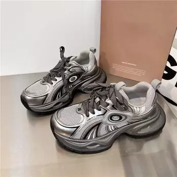 Весенние и осенние туфли Daddy Shoes женские Turbo Retro новые универсальные Ins Trend Increase Platform Casual Sports женские туфли 35 чёрный