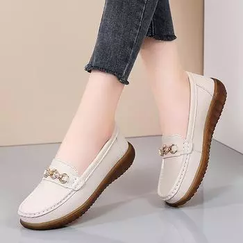 Весенние и осенние туфли для мам среднего возраста с плоской подошвой и неглубоким горлом 35 чёрный