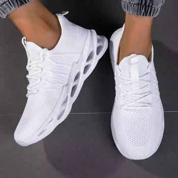 Весенние и осенние туфли из кокоса, сетчатые дышащие туфли Blade, универсальные кроссовки для бега, спортивная модная обувь, женская обувь, летающие тканые туфли 36 белый