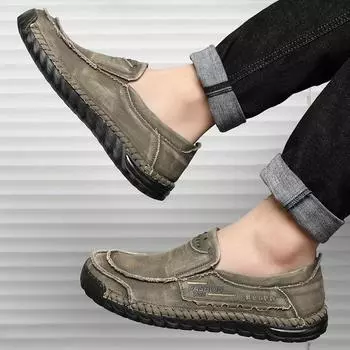 Весенние и осенние туфли из ткани Old Beijing, мужские туфли большого размера, с мягкой подошвой, с одним шагом, дышащие, мужские туфли для вождения, туфли для папы 47 серый