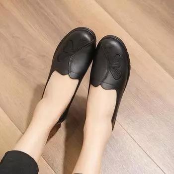 Весенние и осенние туфли-лодочки из натуральной кожи для женщин среднего и пожилого возраста, удобные туфли без застежек на мягкой подошве для мам 35