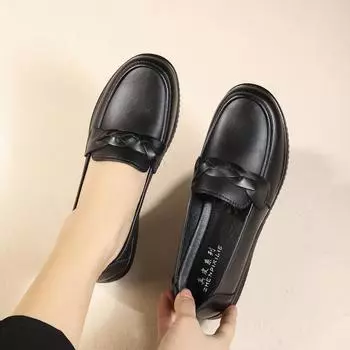 Весенние и осенние туфли-лоферы для женщин среднего и пожилого возраста. Удобные туфли-лоферы для мам из натуральной кожи с нескользящей мягкой подошвой. 35