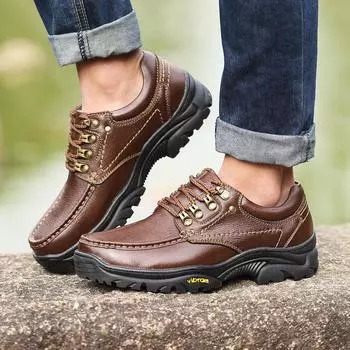 Весенние и осенние туфли с большим носком, мужская обувь из натуральной кожи, обувь со стальными накладками, повседневная кожаная обувь с мягкой подошвой 38