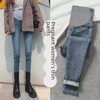 Весенние и осенние узкие джинсы для беременных на ранних сроках беременности - леггинсы маленького размера для верхней одежды Double Extra Large