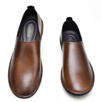 Весенние и осенние винтажные кожаные туфли Классические коричневые деловые повседневные туфли Минималистичные повседневные туфли Высококачественные лоферы на плоской подошве 38 чёрный
