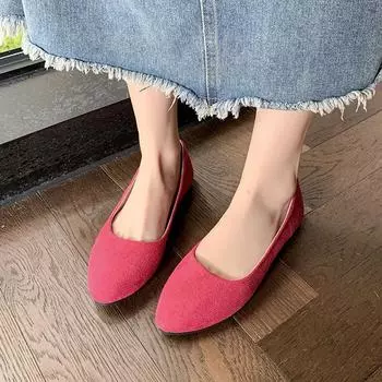 Весенние и осенние замшевые туфли с острым носком, туфли на плоской подошве цвета конфет 35 серый