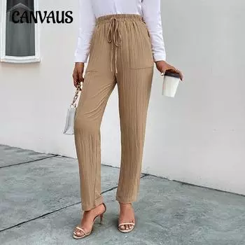 Весенние и осенние женские брюки Брюки с высокой талией Повседневные брюки Повседневные плиссированные женские брюки S хаки
