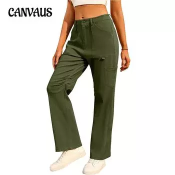 Весенние и осенние женские брюки, модные рабочие брюки 2000 года с высокой талией, повседневные брюки Spice Girls XS армия зеленый