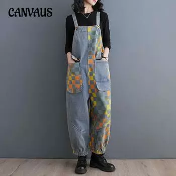 Весенние и осенние женские брюки на спине, большие размеры, большие карманы, модные повседневные джинсовые комбинезоны на шнуровке, брюки на спине L