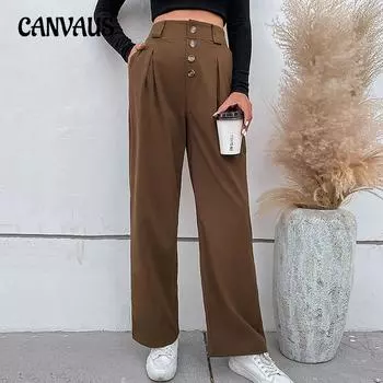 Весенние и осенние женские брюки, повседневные брюки, широкие брюки в пригородном стиле S коричневый