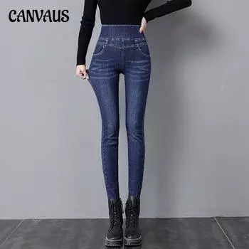 Весенние и осенние женские джинсы с высокой талией и эластичной резинкой на талии, узкие брюки до середины икры, брюки-карандаш, джинсовые джинсы 26 чёрный