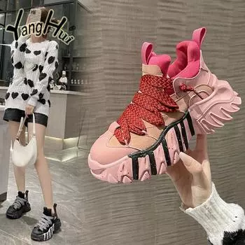 Весенние и осенние женские кроссовки 2024 года, новая мода, толстая мягкая подошва, удобная женская обувь для бега на открытом воздухе, повседневная, универсальная 35 чёрный