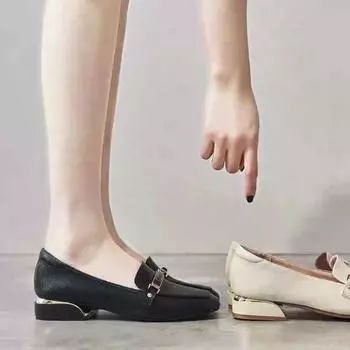 Весенние и осенние женские лоферы на низком каблуке в английском стиле Fragrant 35 чёрный