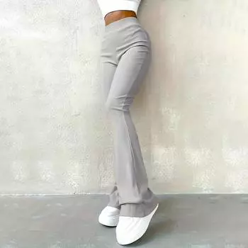 Весенние и осенние женские однотонные модные брюки с высокой талией XXL чёрный