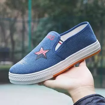 Весенние и осенние женские парусиновые туфли с одной педалью, нескользящие, дышащие, рабочие тканевые туфли 36