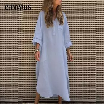 Весенние и осенние женские платья, элегантные однотонные платья нестандартной формы, простые длинные платья с карманами на пуговицах S светло-фиолетовый