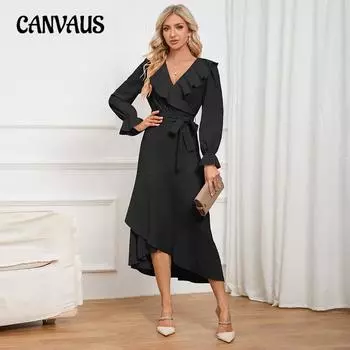 Весенние и осенние женские платья, обтягивающее платье с рюшами и нерегулярным подолом, тонкое, темпераментное, длинное платье S красный