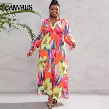 Весенние и осенние женские платья, платья больших размеров с длинными рукавами, свободные платья с принтом