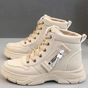 Весенние и осенние женские повседневные кроссовки с толстыми подошвами и высоким берцем 35 белый