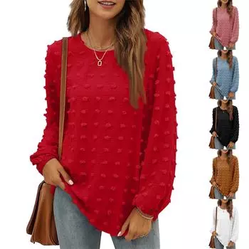 Весенние и осенние женские повседневные свободные футболки с длинным рукавом и круглым вырезом, топы для женщин L чёрный