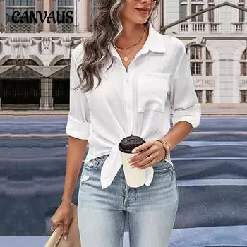 Весенние и осенние женские рубашки с длинным рукавом, белые блузки, топы S белый