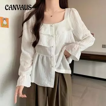 Весенние и осенние женские рубашки, темпераментная рубашка больших размеров, рубашка с длинными рукавами и оборками, с приятной текстурой L чёрный