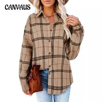 Весенние и осенние женские рубашки, топы с длинными рукавами, повседневная свободная клетчатая рубашка S розовый