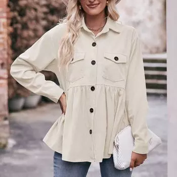 Весенние и осенние женские рубашки, топы с длинными рукавами, повседневная вельветовая рубашка SS коричневый