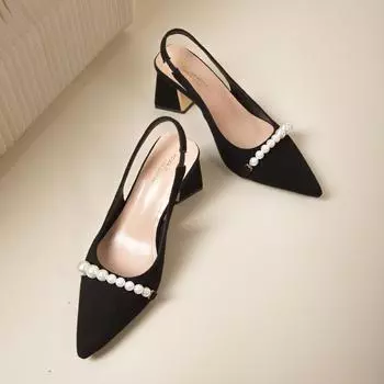 Весенние и осенние женские туфли-лодочки Женские туфли с острым носком на толстом каблуке Женские туфли-лодочки для офиса и карьеры Женские туфли-лодочки на высоком каблуке 35