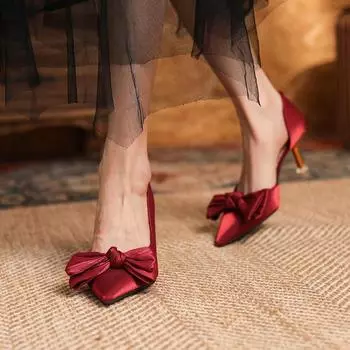 Весенние и осенние женские туфли на высоком каблуке, модные однотонные туфли из мягкой кожи с тонкими каблуками, простые и удобные свадебные туфли 34 абрикосовый