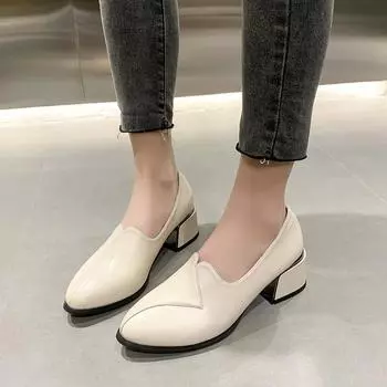Весенние и осенние женские туфли-одиночки, новая британская мода, повседневная одежда, заостренные квадратные туфли на каблуках 5 см, женские, черные, 35-41 35