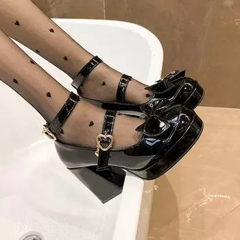 Весенние и осенние женские туфли в стиле Лолита Мэри Джейн из кожи 39 чёрный