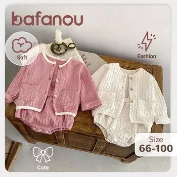 Весенние комплекты одежды для девочек 0-3 лет, однотонная одежда для новорожденных, комплекты вязаной одежды для маленьких девочек bafanou 25062 66cm(3-6M) розовый