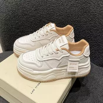 Весенние кожаные повседневные удобные женские кроссовки, модные уличные нескользящие туфли на плоской подошве с женской вулканизированной обувью 35