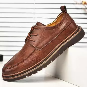 Весенние кожаные туфли мужские новые британские универсальные повседневные кожаные туфли для молодых мужчин 38 чёрный