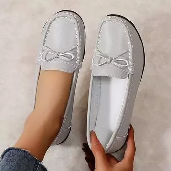 Весенние кожаные туфли на танкетке женские туфли на плоской подошве черного цвета, дышащая обувь, женская повседневная обувь, женские туфли больших размеров 43EU/CN44 белый