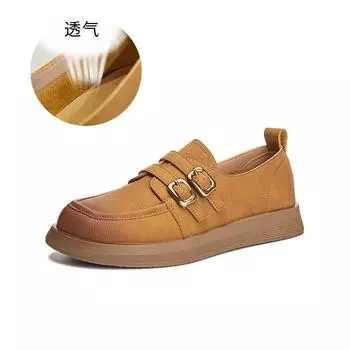 Весенние кожаные туфли женские 2025 года, новые женские туфли в стиле ретро, повседневные универсальные маленькие кожаные туфли, женская обувь в британском стиле 35