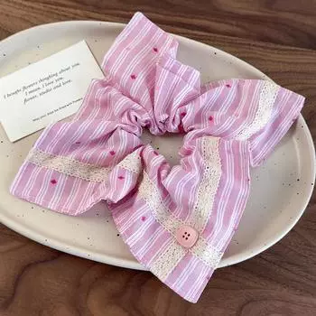 Весенние красочные полосатые пуговичные кружевные повязки на голову квадратные резинки для волос женские девушки модные милые обручи для волос веревка для волос