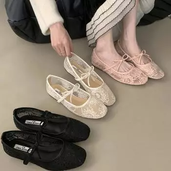 Весенние кружевные женские туфли Мэри Джейн, модные удобные туфли без застежек в уличном стиле с мягкой подошвой, женские туфли на плоской подошве 35 розовый
