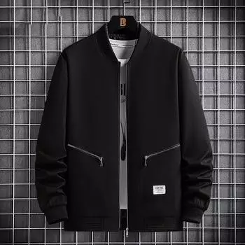 Весенние куртки мужские бейсбольные куртки модные повседневные пальто куртка верхняя одежда для активного отдыха 8XL чёрный