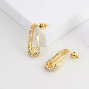 Весенние латунные серьги с бриллиантами в стиле ретро в европейском и американском стиле, женский темперамент, серьги-иглы из серебра 925 пробы в форме скрепки