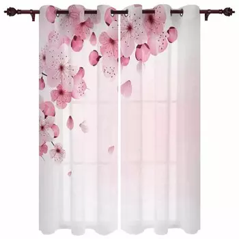 Весенние лепестки вишни, розовые оконные шторы для гостиной, домашние оконные жалюзи, шторы для кухни, спальни, домашние шторы 135W x 60H(cm)