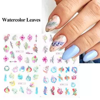 Весенние летние цветы бабочки наклейки для ногтей наклейки украшения для ногтей