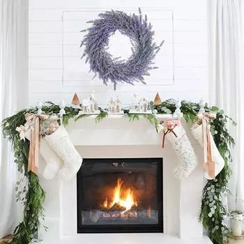 Весенние/летние венки Лавандовый венок для входной двери Венки для входной двери для внутреннего и наружного использования Стены дома Окна фермерского дома Свадебный декор фиолетовый