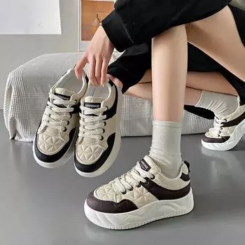 Весенние маленькие белые туфли Новые модные женские студенческие туфли для занятий спортом и сноубордом Повседневная обувь 35
