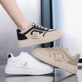 Весенние маленькие белые туфли Новые женские студенческие туфли на платформе с повышением спортивной обуви для сноуборда Повседневные 35 чёрный