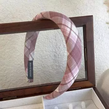 Весенние милые клетчатые повязки на голову Губчатый широкий ободок Обруч для волос для женщин Девушек Темпераментная повязка на голову Женские модные аксессуары для волос