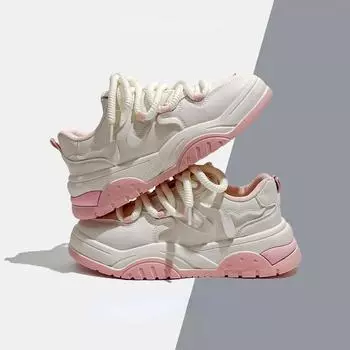 Весенние милые розовые кроссовки на платформе для женщин, вулканизированные кроссовки, белые дышащие летние модные повседневные спортивные женские туфли 35 розовый