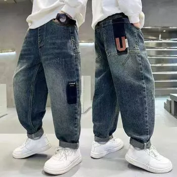 Весенние модные джинсы для мальчиков 170 синий