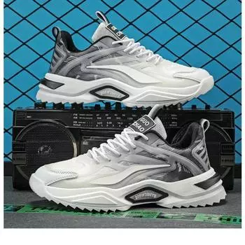 Весенние модные мужские кроссовки 2024 года, новая дизайнерская мужская обувь, удобные дышащие кроссовки на платформе, кроссовки для бега Tenis Masculino 39 чёрный